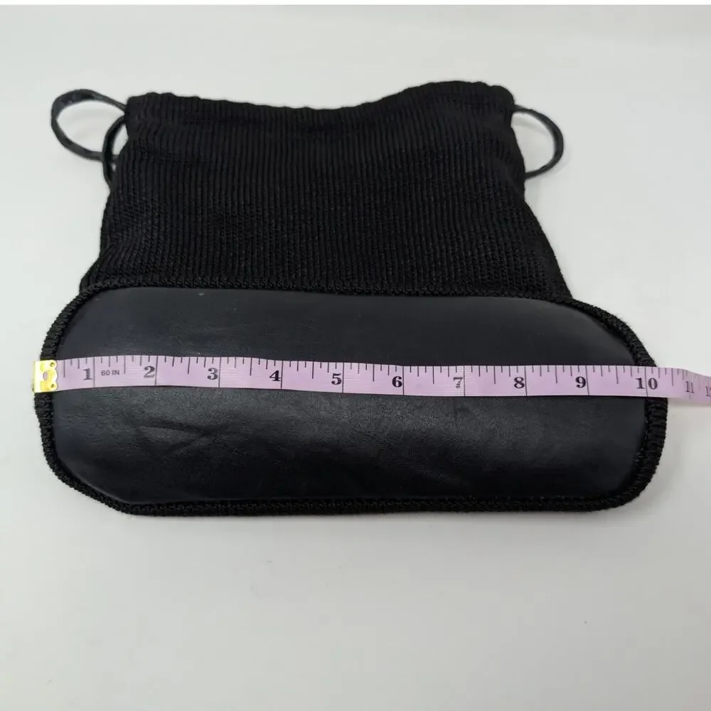 The Sak Black Crochet Knit Hobo Bag Y2K Boho Minimalist Leather Strap